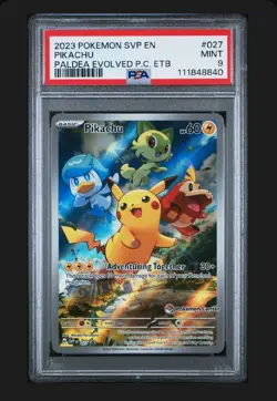 Pokemon Center Stamp Promo Pikachu Paldea Evolved Promo SVP EN 027 PSA 9 Mint - Image 1