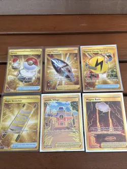 Pokemon TCG - Full Art Secret Gold Trainer 6 Card Lot -NM Village Basin Energy - Image 1