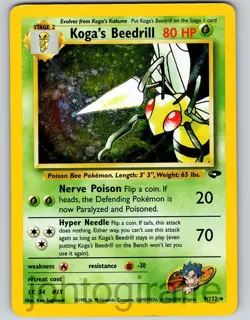 Koga's Beedrill Holo Gym Challenge Unlimited 2000 Pokemon Card Game WOTC 9/132 - Image 1