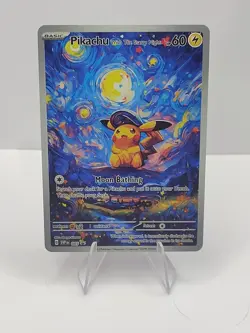 Pokemon Pikachu Starry Night Van Gogh Beautiful Moon ACG Star Trading Card - NM - Image 1