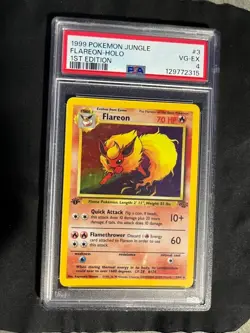 Pokemon TCG Flareon Jungle Holo Card 3/64 1st Edition Rare PSA 4 - Image 1