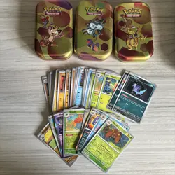 Pokemon 151 Bulk - 53 cards with 3 empty tins+ art work (no duplicates) - Image 1