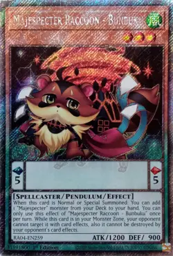 RA04-EN259 MAJESPECTER RACCOON - BUNBUKU PLATINUM SECRET RARE 1ST ED YuGiOh CARD - Image 1