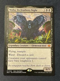 Bloomburrow BLB 100 Maha, Its Feathers Night Mythic 2024 - Image 1