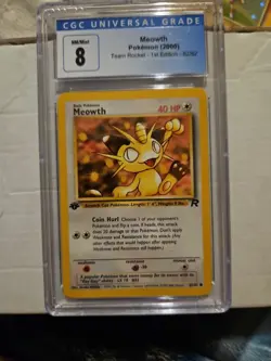 Pokemon TCG Meowth #52 1995 Playing Game Card 62/82 CGC 8 - Image 1