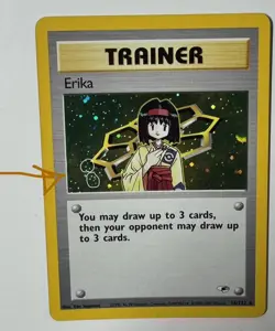 Pokemon TCG Erika Trainer Card 16/132 Holo Rare (HALF SWIRLS) - Gym Heroes NM/LP - Image 1