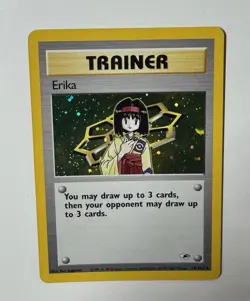 Pokemon TCG Erika Trainer Card 16/132 Holo Rare (HALF SWIRLS) - Gym Heroes NM/LP - Image 3