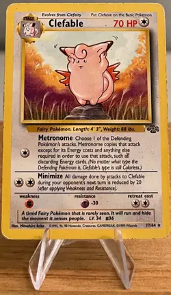 Clefable #36 Non-Holographic Pokemon Card MP 17/64 Rare Jungle Set 1999 - Image 3