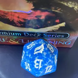 Lorwyn Blue/White Speckled Spindown Life Counter MTG D20 Dice Magic minty - Image 1