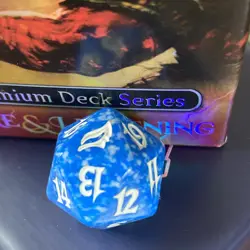 Lorwyn Blue/White Speckled Spindown Life Counter MTG D20 Dice Magic minty - Image 2