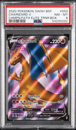 2020 POKEMON SWSH BLACK STAR PROMO #050 CHARIZARD V PSA 8 - Image 1