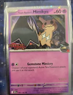 Pokemon TCG Destined Rivals Team Rocket's Mimikyu STAFF Promo - Image 1