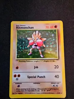 Pokemon TCG Hitmonchan Base Set 7/102 Holo Unlimited Holo Rare - Image 1