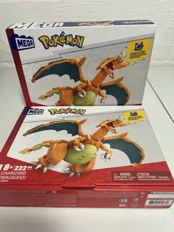 2- MEGA Pokemon Charizard Nintendo Building Blocks Set Poke Ball Pin Mattel NEW - Image 1