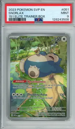 2023 POKEMON SVP EN-SV BLACK STAR PROMO 151 ELITE TRAINER BOX #051 SNORLAX PSA 9 - Image 1