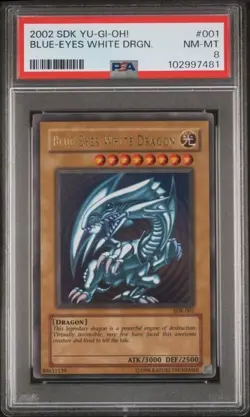 2002 Yu-Gi-Oh Starter Deck Kaiba #SDK-001 Blue-Eyes White Dragon PSA 8 - Image 1