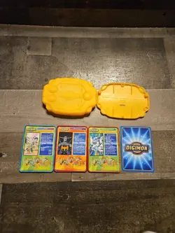 Vintage 2000 Taco Bell Digimon 3 loose Metal Trading Cards and Digi Device Case - Image 3