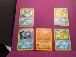 Holo Poliwrath and 1st Edition Hitmonlee Fossil Lot Pokemon Cards - Image 2