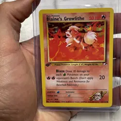Pokemon Card - Blaine's Growlithe 1st Edition Gym Heroes 62/132 Common NM Vtg - Image 1