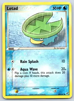 Lotad - EX Deoxys 63/107 Vintage Ken Sugimori Pokemon Card HP - Image 1