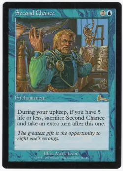 Second Chance 1999 Urza's Legacy Blue Rare Enchantment MTG NM AZ1 - Image 1