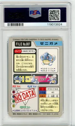 PSA Eric Stuart Signed Japanese Squirtle Pocket Monsters Cardass Card 1997 - Image 2