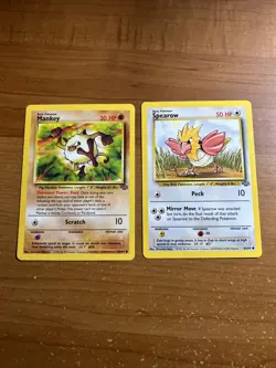 Pokemon Cards - Mankey 55/64 & Spearow 62/64 (2 cards total) - Image 1