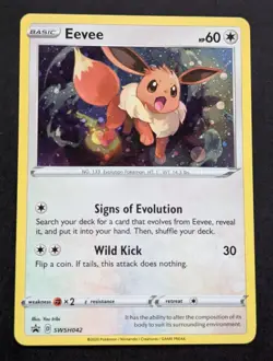 Eevee SWSH042 - Sword & Shield Black Star Promo Cosmos Holo Pokemon TCG - NM - Image 1