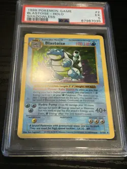 1999 POKEMON GAME SHADOWLESS #2 BLASTOISE-HOLO PSA 5 - Image 1