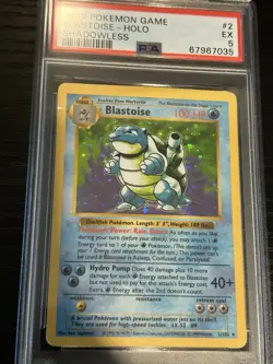 1999 POKEMON GAME SHADOWLESS #2 BLASTOISE-HOLO PSA 5 - Image 2