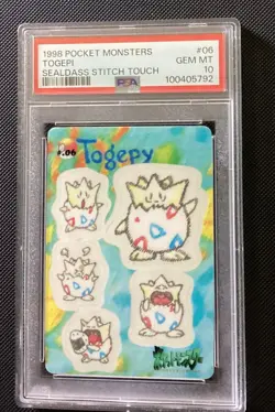 1998 Japanese Pokemon Sealdass Stitch Touch TOGEPI #06 PSA 10 - Image 2
