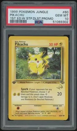 Pikachu w/ Gold "W" Stamp, Duelist Magazine Promo Jungle 1st Edition #60, PSA 10 - Image 1