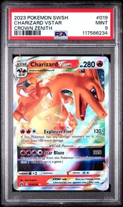 2023 POKEMON SWORD & SHIELD CROWN ZENITH #019 CHARIZARD VSTAR PSA 9 - Image 1