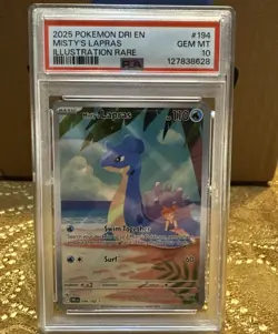 2025 Pokemon S&V DRI Misty's Lapras Illustration Rare #194/182 PSA 10 - Image 1