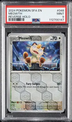 2024 POKEMON SFA EN-SHROUDED FABLE REVERSE HOLO #048 MEOWTH PSA 9 - Image 1
