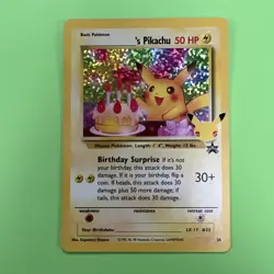 Birthday Pikachu 24 Holo Black Star Celebrations Promo Pokemon Card NM - Mint - Image 1