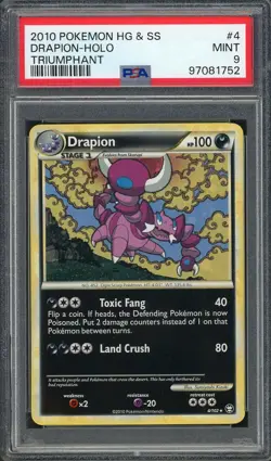 PSA 9 Drapion HeartGold & SoulSilver Triumphant 4/102 Holo Pokemon Card B21 - Image 1