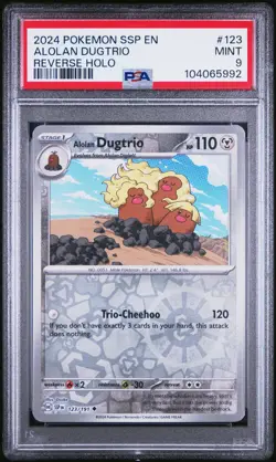 2024 POKEMON SSP EN #123 ALOLAN DUGTRIO REVERSE HOLO PSA 9 POP 2 SURGING SPARKS - Image 1
