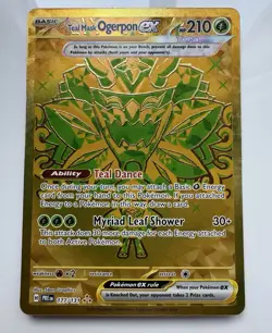Teal Mask Ogerpon EX Pokemon Prismatic Evolutions Gold Hyper Rare # 177/131 - Image 1