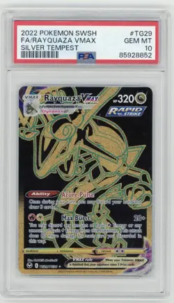 2022 Pokemon SWSH Full Art Rayquaza Vmax Silver Tempest PSA 10 #TG29 - Image 1