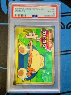 POP 1 PSA 10 Pokemon 1998 Topsun VS Snorlax No.143 Japanese - Image 1