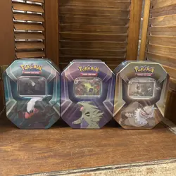 Pokemon TCG Triple Whammy Tins Complete Set New Sealed Darkrai Tyranitar Slaking - Image 1