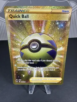 Pokemon Sword & Shield Base Set Quick Ball 216/202 Gold Secret Rare NM Condition - Image 1