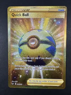 Pokemon Sword & Shield Base Set Quick Ball 216/202 Gold Secret Rare NM Condition - Image 5