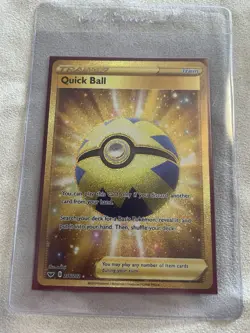 Quick Ball 216/202 Pokemon TCG Sword & Shield Base Holo Secret Gold Rare NM - Image 1