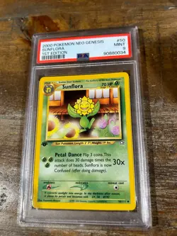 Pokemon 2000 Neo Genesis 1st Edition SUNFLORA #50 PSA 9 Mint RARE - Image 1