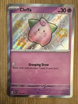 Cleffa 150/091 Pokemon TCG Scarlet & Violet Paldean Fates Baby Shiny Rare NM - Image 1