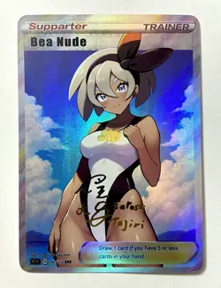 Bea Bikini Pokemon Trainer Card - Waifu Foil Card - Goddess Story - Image 1