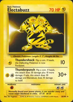 Electabuzz 20/102 Rare Base Set Pokemon Card NM/LP - Image 1