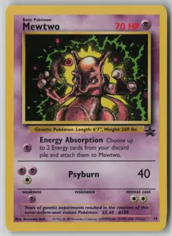 Mewtwo 14 Pokemon TCG Wotc Promo Regular Card Rare Black Star (Heavy Play) HP 1 - Image 1